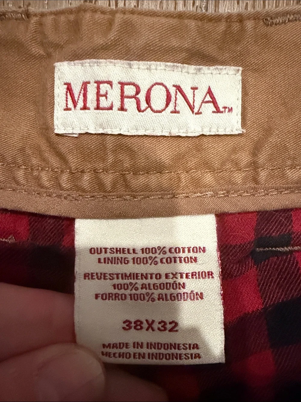 Merona Flannel Lined Chinos 38x32 100% Cotton Winter Workwear
